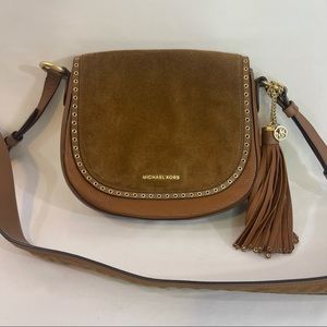Michael Kors Saddle Bag Brooklyn Medium Leather/Suede - Brown